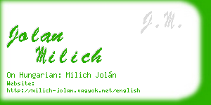 jolan milich business card